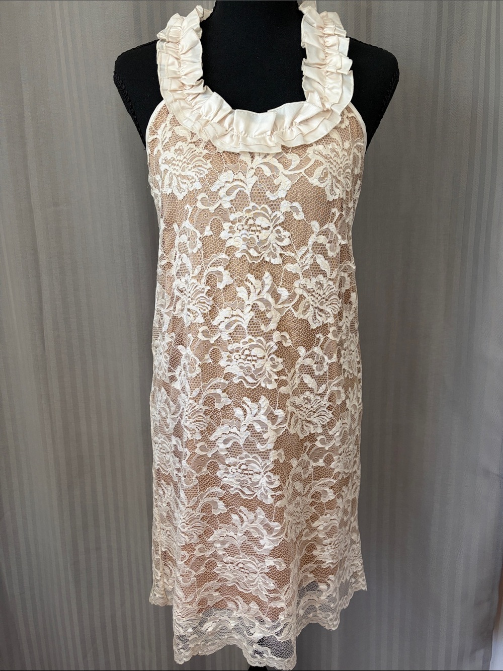 VENUS Cream Lace Racerback Midi Dress